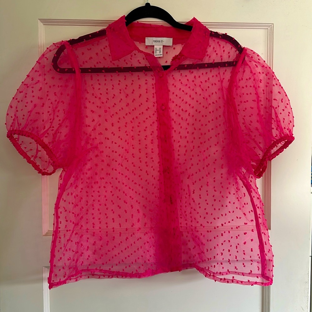 Forever 21 sheer pink top size 0X
